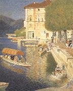 Joseph E.Southall The Quay,Orta oil on canvas